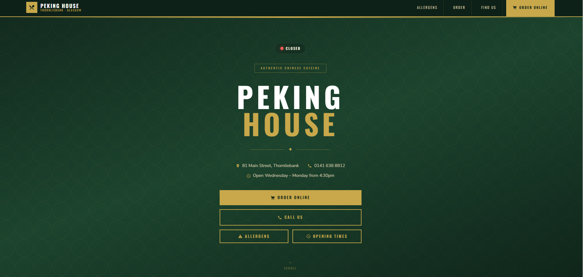 Peking House restaurant website
